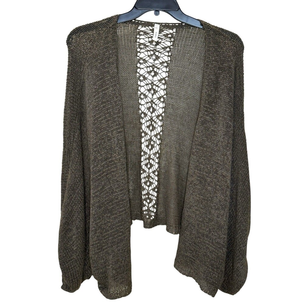 Wishlist Green Oversized Boho Crochet Knit Kimono Sleeve Open Cardigan Women M/L